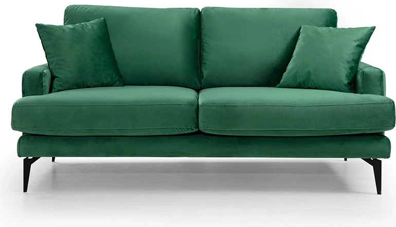 Divan dy-vendësh Fortune kadife gjelbër-zi 175x90x88cm