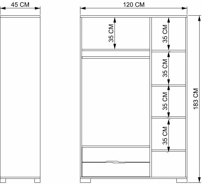 Dollap Skye Decor me sirtarë Royal 120, ngjyrë lis dhe antracit