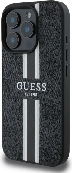 Mbështjellës Guess 4G Printed Stripes MagSafe për iPhone 16 Pro, i zi
