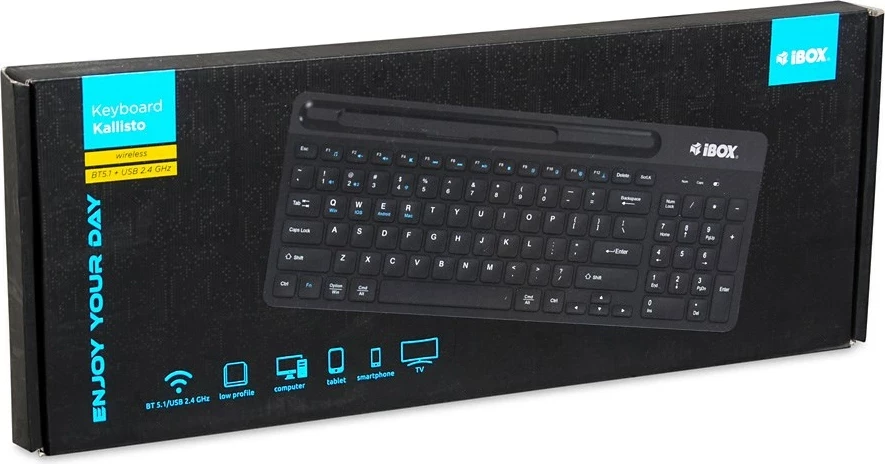 Tastierë IBOX Kallisto BT/2.4GHZ Wireless, e zezë