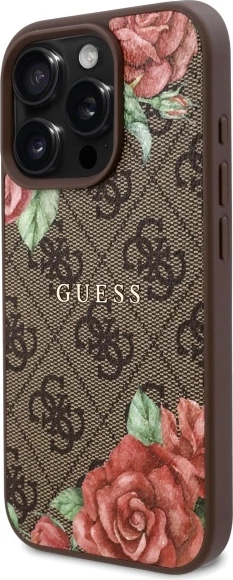 Mbështjellës Guess GUHMP16XP4ROPEMCW për iPhone 16 Pro Max 6.9", hardcase, 4G Flowers Print, MagSafe, Kafe