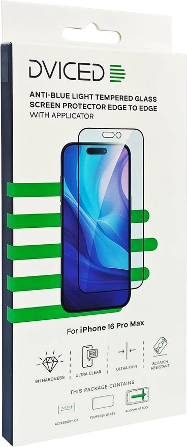 Dviced anti-blue light tempered glass screen protector edge to edge for iPhone 16 Pro Max