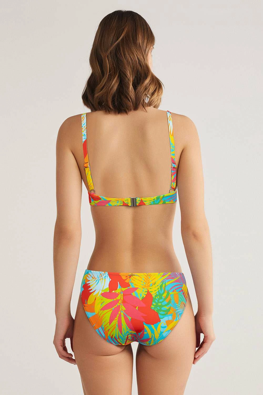 Set bikini dy pjesësh, lule, ngjyrë tyrkiz, Jumeon