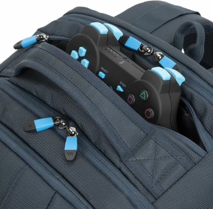 çantë shpine gaming për laptop RIVACASE 7861 17.3\", 28L, me portë USB, rezistente në ujë, blu e errët