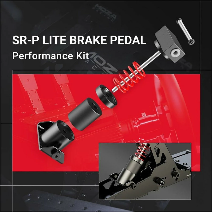 Kit performance për pedalë freni Moza Racing SR-P Lite, PC, zi/kuqe/argjend