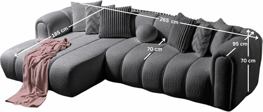Kënd-sofë Atelier del Sofa, N-Line, kënd majtas, ngjyrë gri e errët