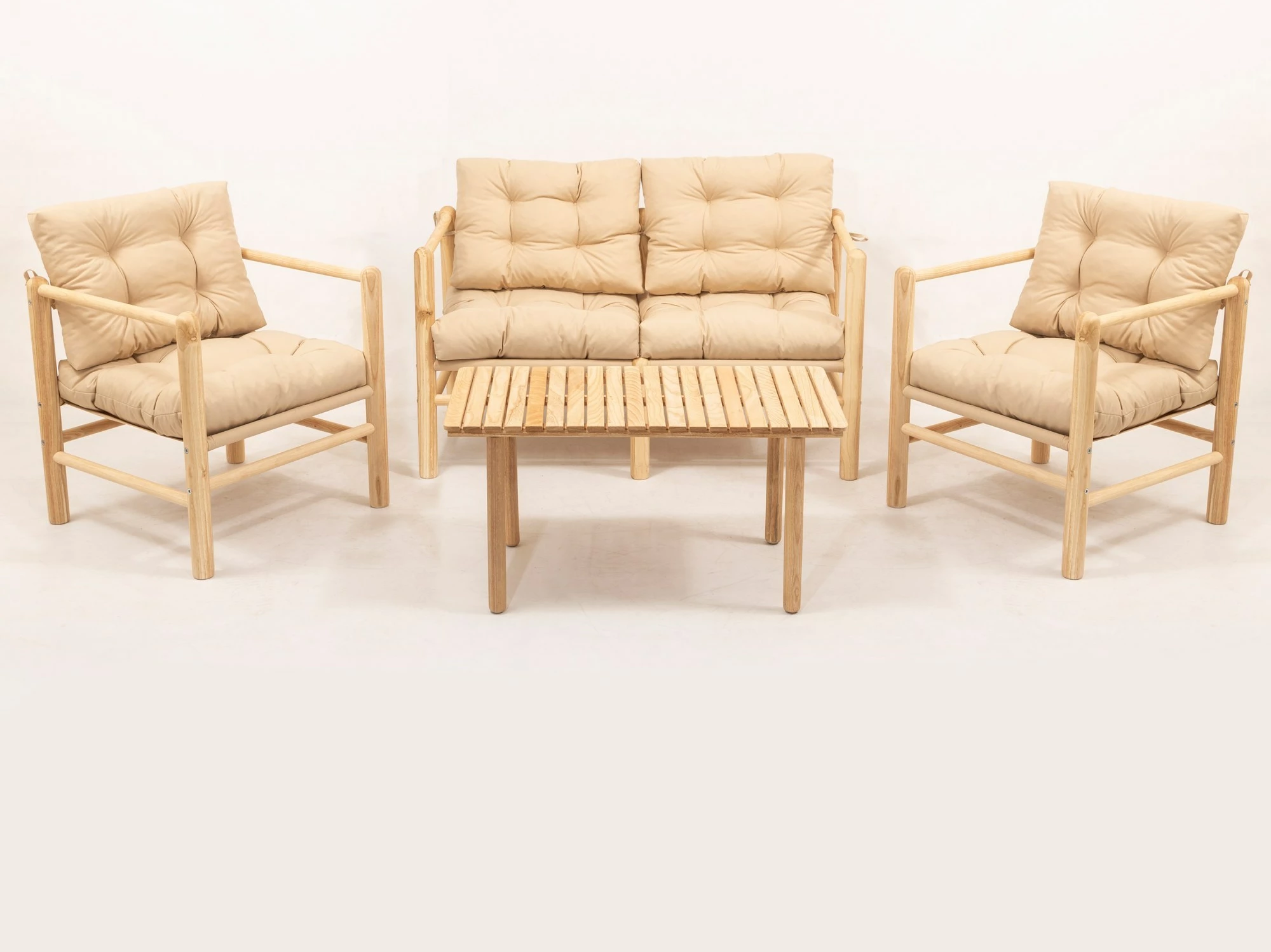 Tavolinë me karrige për terasë, 4 copë, Skye Decor, My028, natyrale/krem