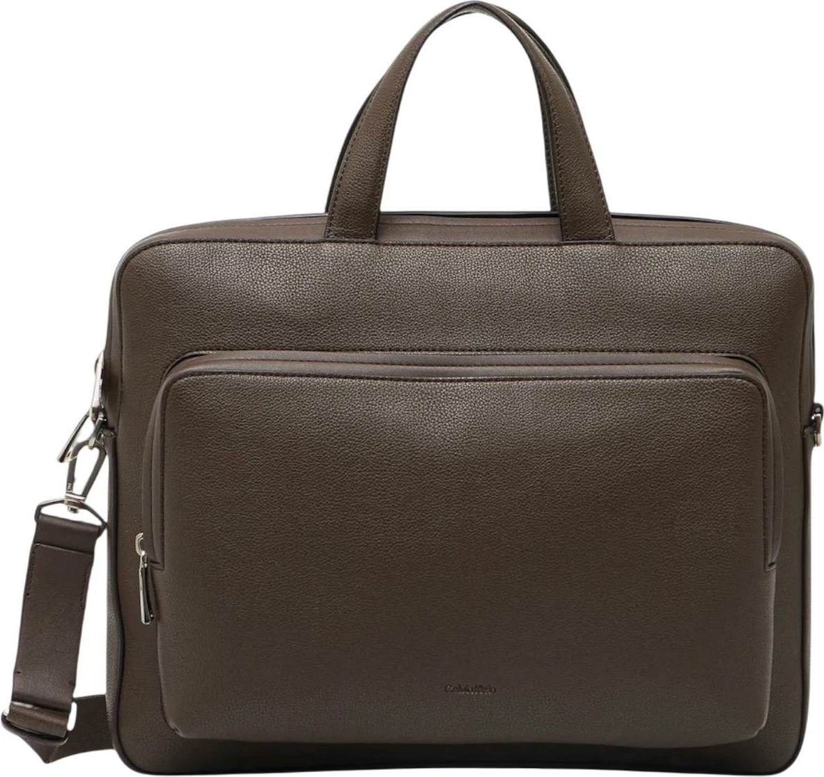 Çantë dokumentesh Calvin Klein Micro Pebble Slim Briefcase 36 LV04D3012G për meshkuj, kafe