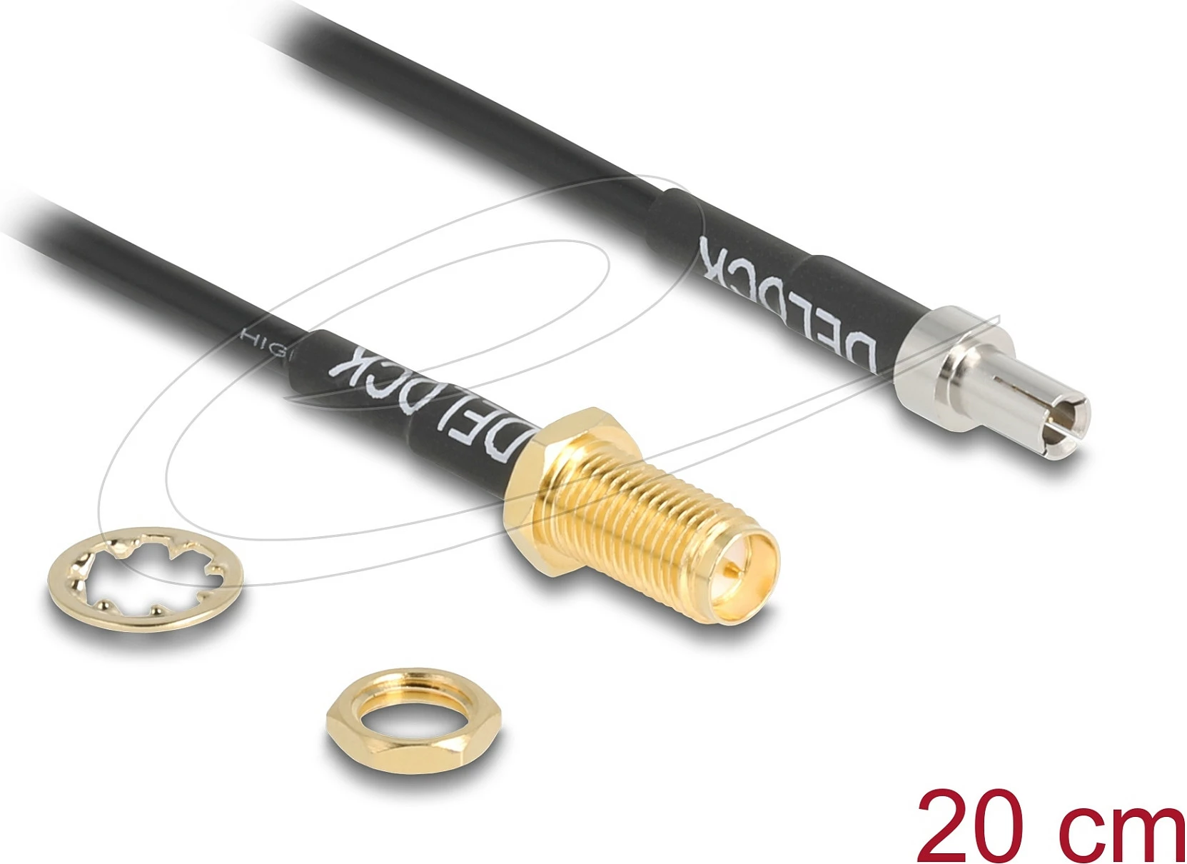 Kabllo antene DeLOCK 90919, RG-174, 20 m, RP-SMA në TS9, e zezë