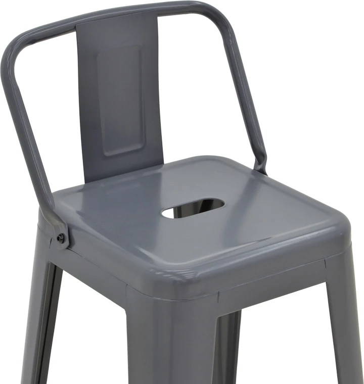 Karrige për bar me shpinore, metalike, ngjyrë antracit, Utopia, 42x42x86cm