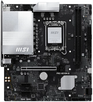 Pllakë amë MSI PRO H810M-B, LGA 1851, micro ATX, DDR5 128GB, 2.5G LAN, e zezë/argjendtë