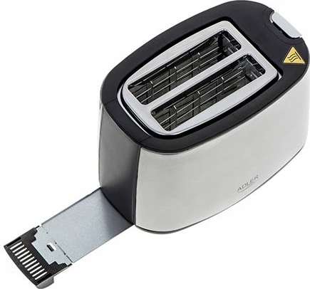 toster buke ADLER AD3214, 2 fetë, 7 nivele pjekjeje, 650-750W (max 900W), ngrohës për simite, argjendtë/zi