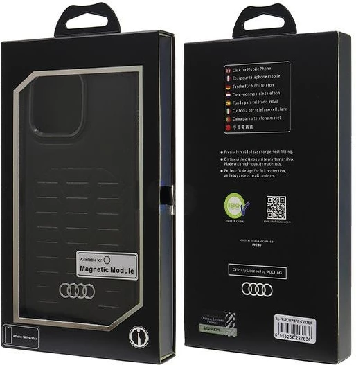Mbështjellës Audi Synthetic Leather MagSafe për iPhone 16 Pro Max 6.9", i zi