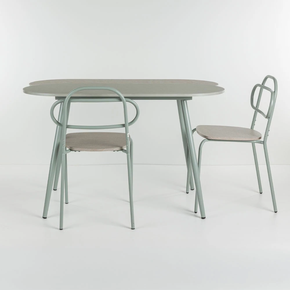 Tavolinë me karrige italiane, 4+1, ngjyrë gri-gur, 120x75x75