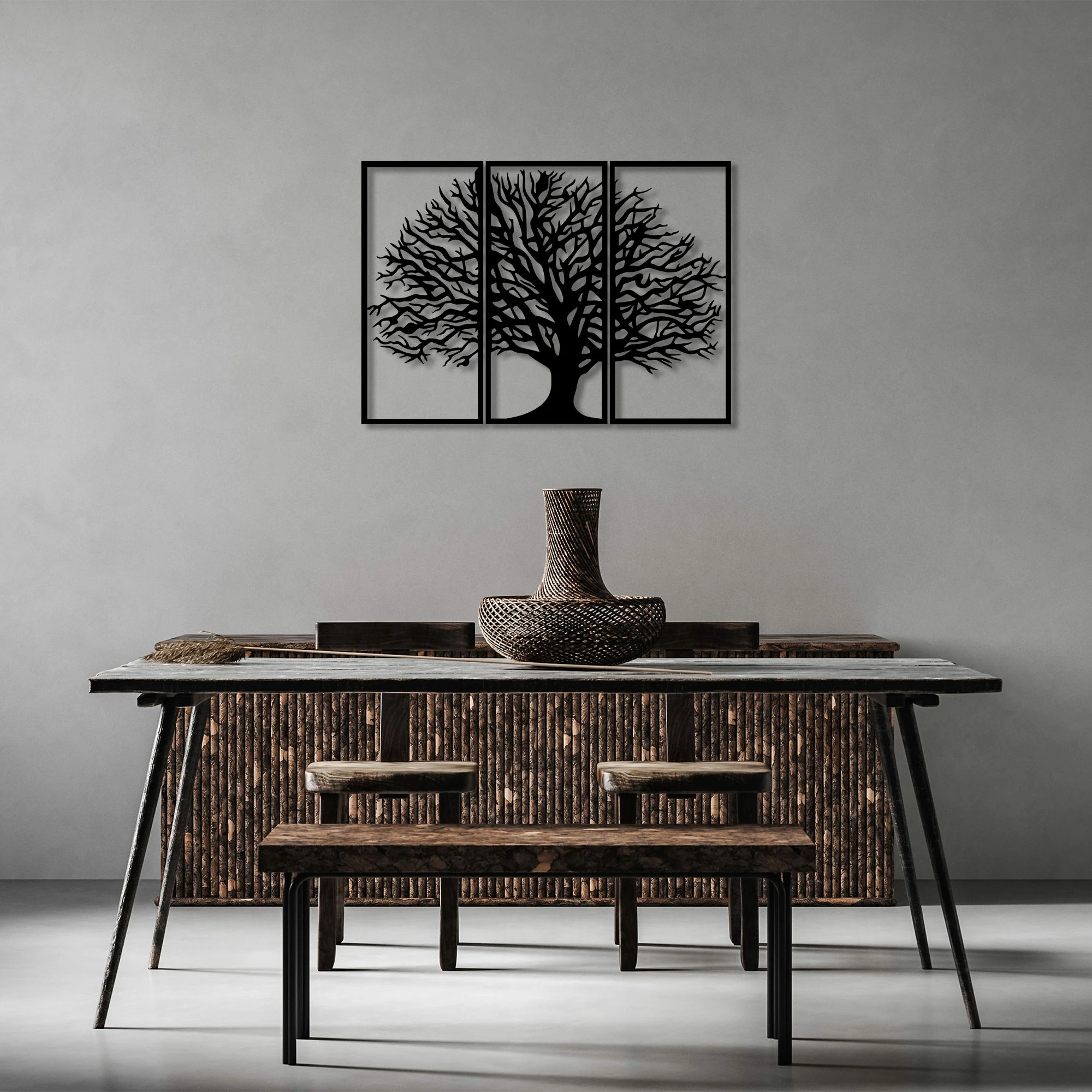 Aksesor dekorativ metalik për mur, pemë monumentale, Wallity - 308