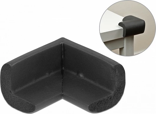 Mbrojtës këndi DeLOCK, vetëngjitës PVC 56 x 56 x 33 mm, i zi