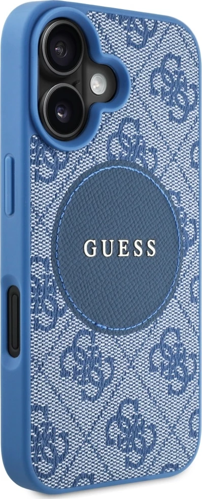 Mbështjellës Guess 4G Circle Classic Logo MagSafe për iPhone 16, Kaltër