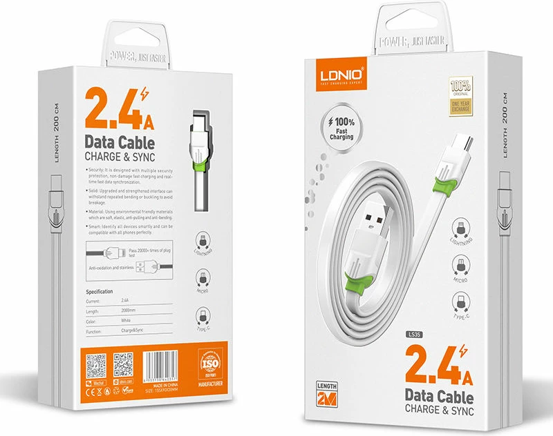 Kabllo e karikimit Ldnio 2.4A Charging USB Cable