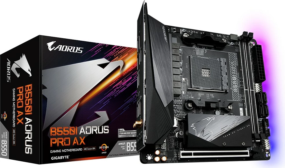 Pllakë amë Gigabyte B550I AORUS PRO AX, Socket AM4, mini ITX, WiFi 6, 2.5 GbE LAN, E zezë