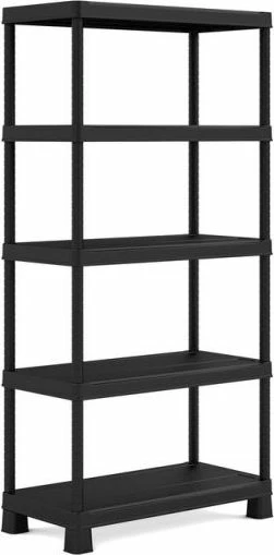 Raft plastik Keter Plus TRIBAC 90/5 CRV240621, 5 kate, 90 x 45 x 182 cm, i zi, 1 copë