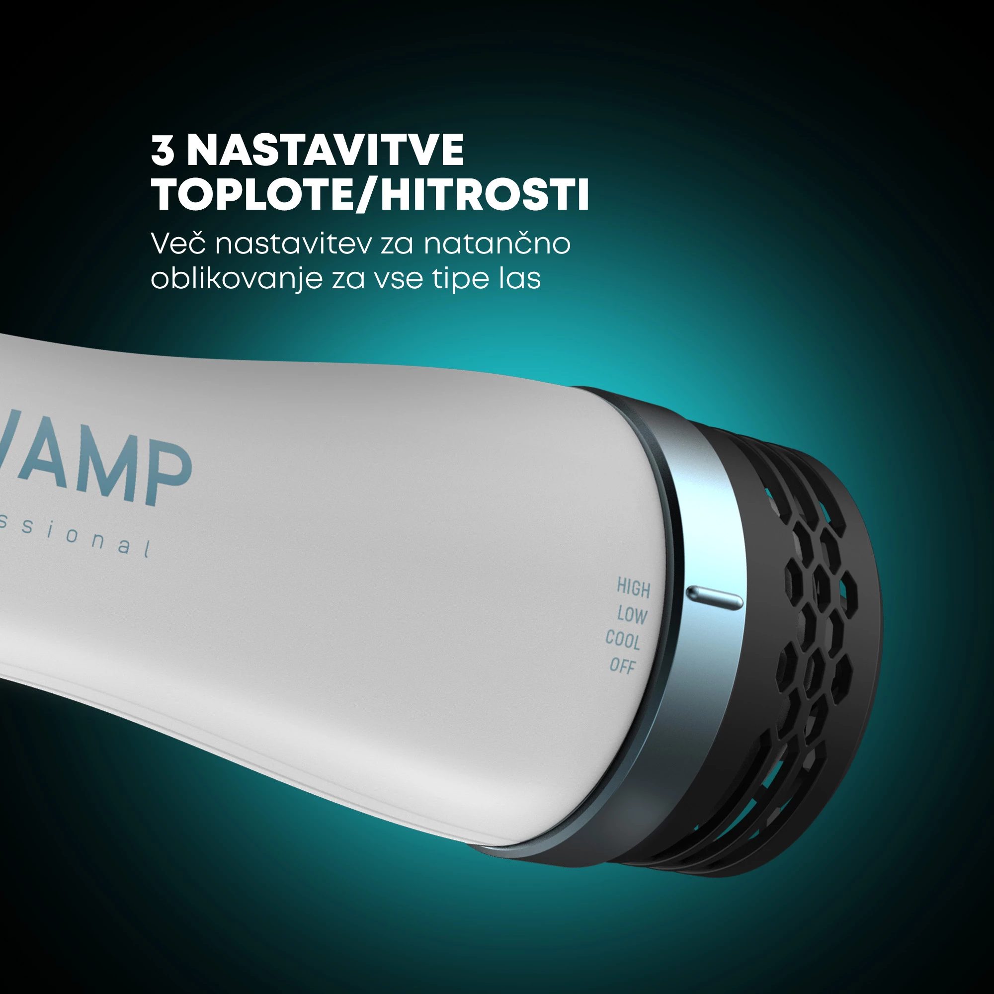 Furkë ajri për tharje dhe stilim flokësh Revamp Progloss Perfect Blow Dry DR-1850, 1200W, jonike, bardhë/zezë