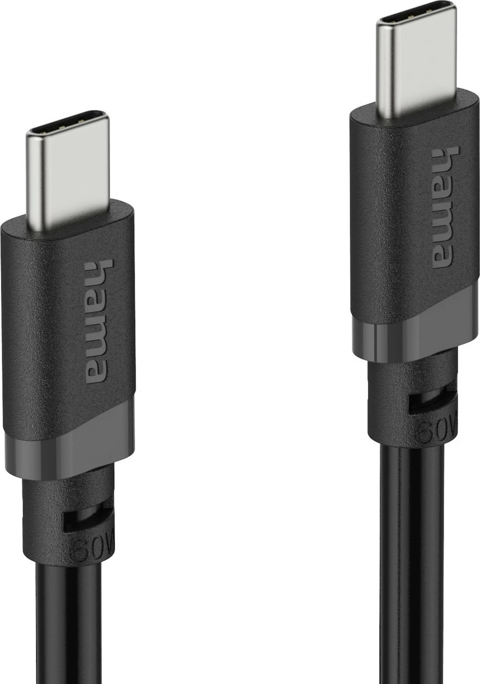 Kabllo Hama USB-C në USB-C, 2 m, PD 60W, e zezë
