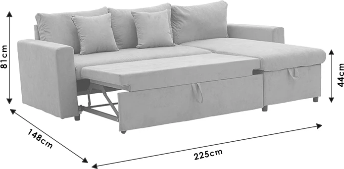 Divan qoshe, shtrat, i kthyeshëm, ngjyrë jeshile mente, 225x148x81 cm