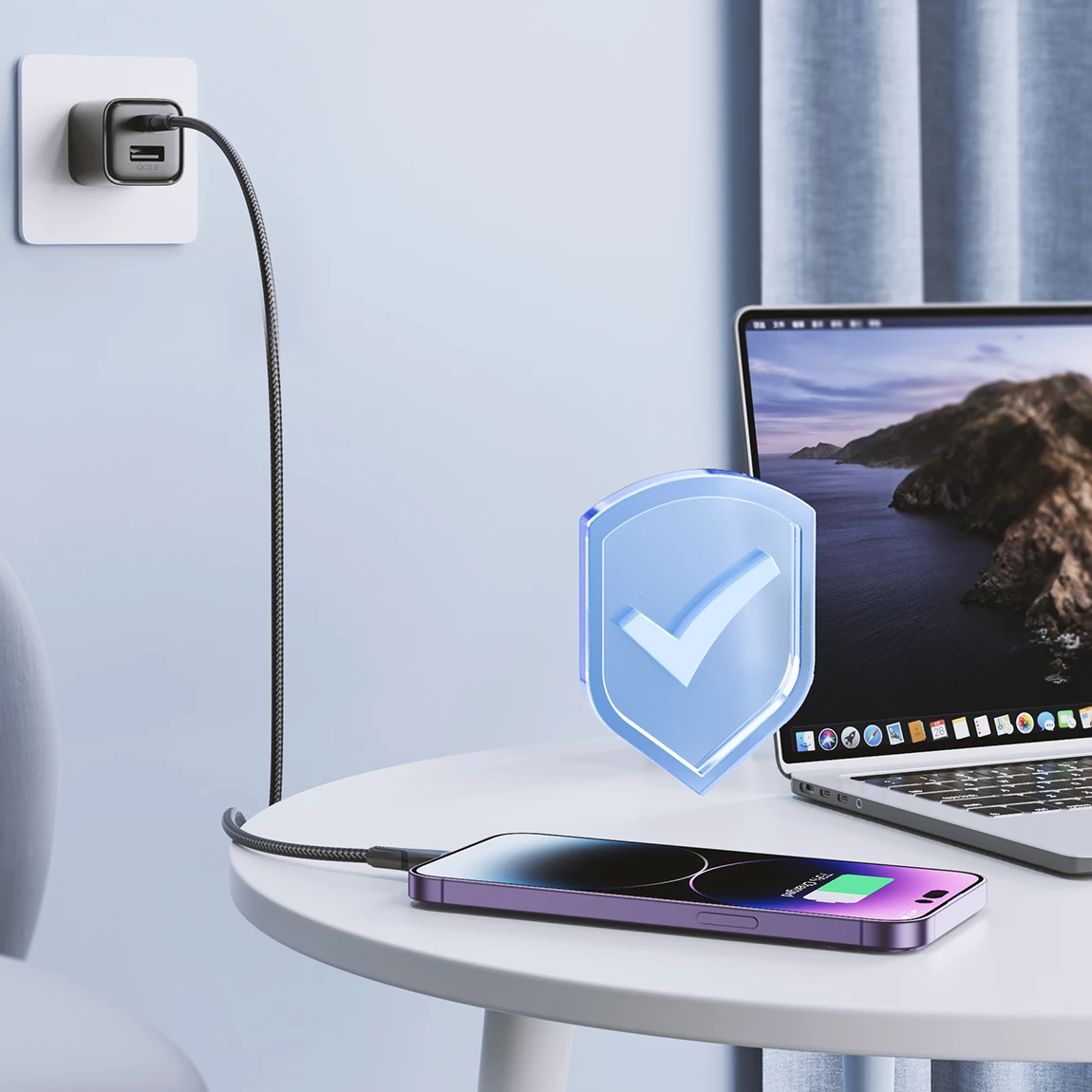 Kabllo USB-C në Lightning, Joyroom, Surpass Series A11 S-CL020A11B, 1.2 m, 20 W, USB 2.0 480 Mbps, gërshet najloni, e zezë