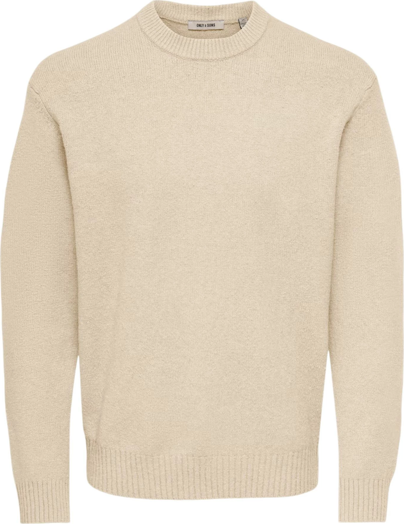 Xhemper për meshkuj Only & Sons Onsjames Rlx Crew Knit Noos 22033783, bezhë [Madhësia: S]