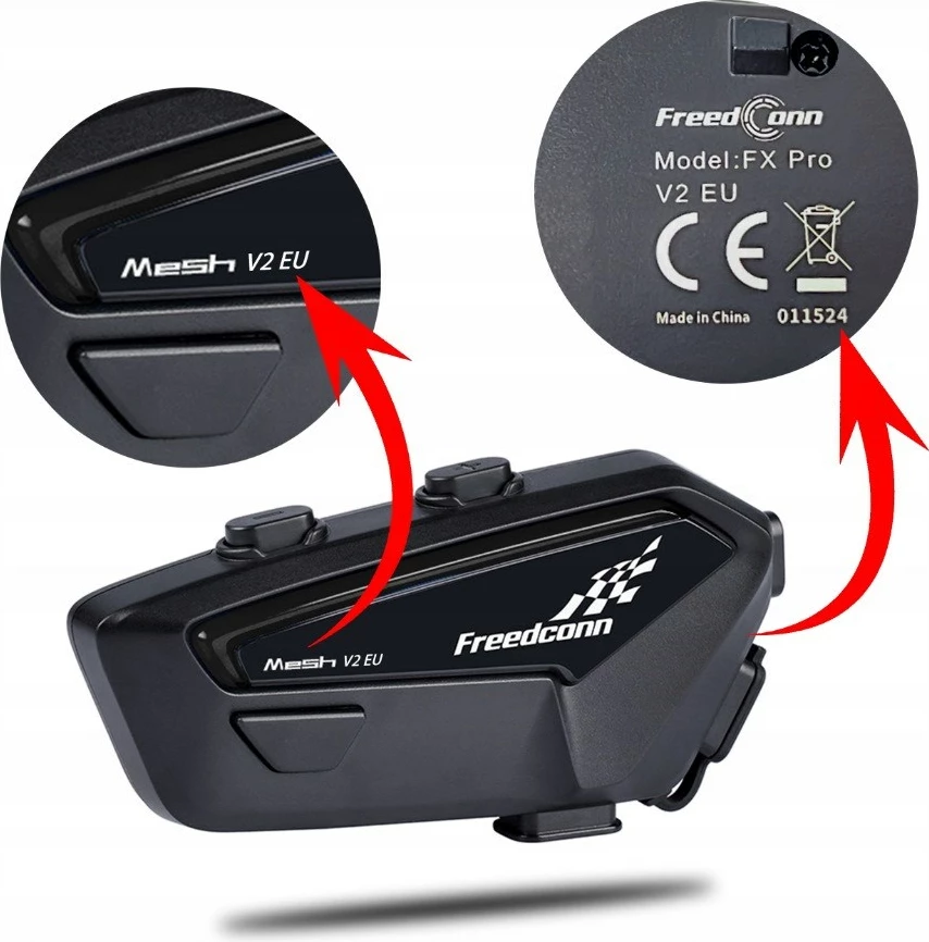 Interkom motoçiklete FreedConn FX Pro V2 EU MESH, e zezë