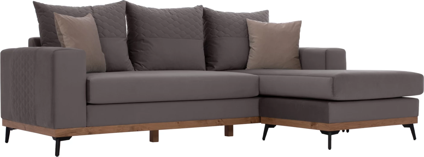 Divan qoshe PORTOFINO, ngjyrë gri, këmbë të larta