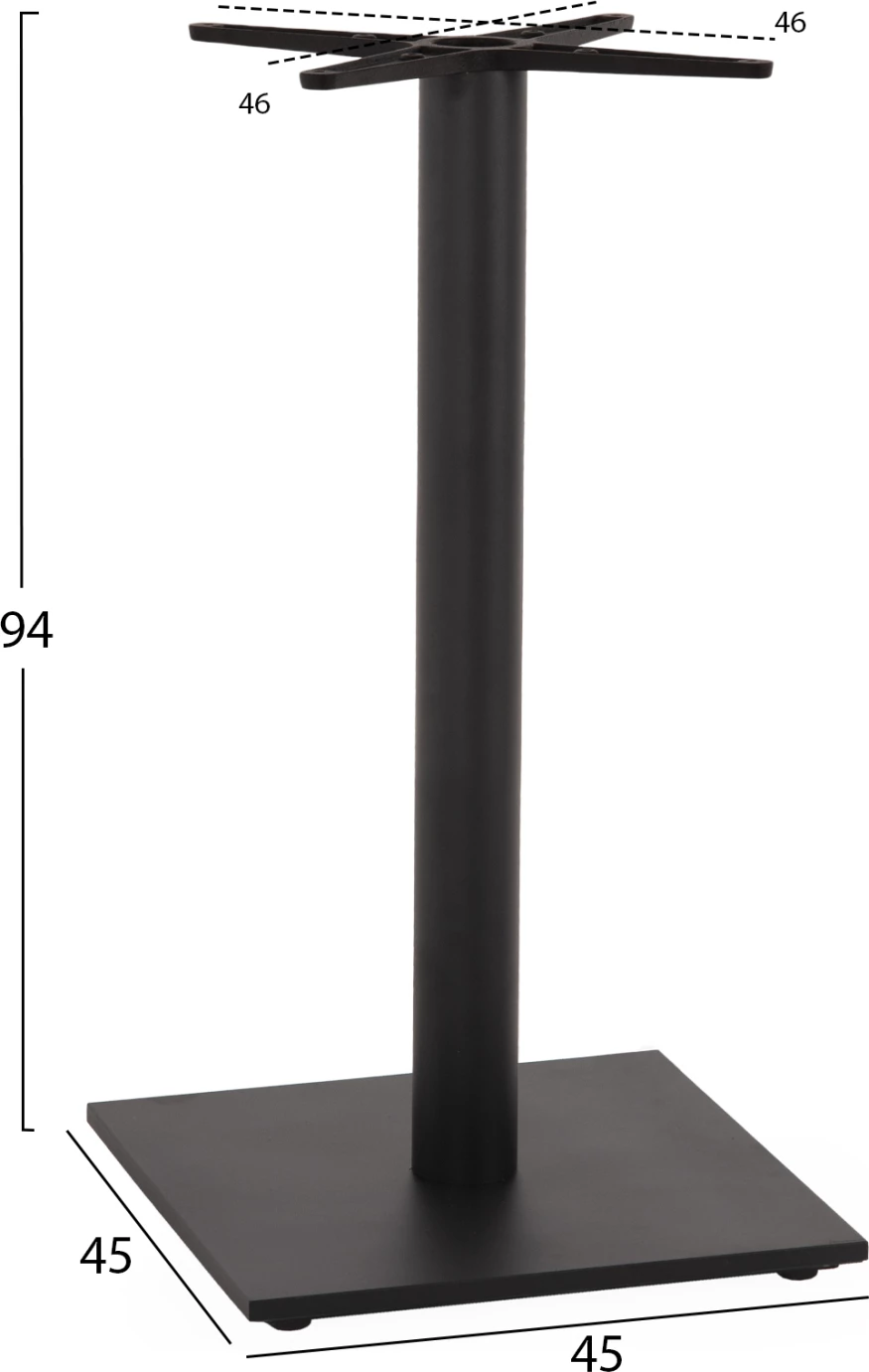 Bazë për tavolinë bar FH474.20 lartësi mesatare-metal gri mat-rregullues lartësie-kryq 46Χ46cm 45Χ45Χ94Hcm