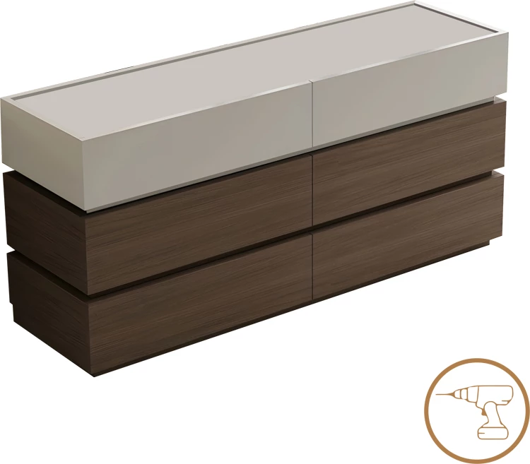 Komodinë me sirtarë, ngjyrë arre-bezhë, 120x40x72cm