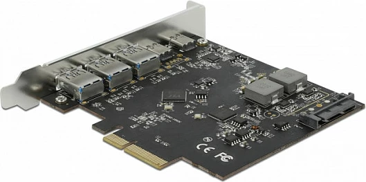 Kartë zgjerimi PCIe DeLOCK, 2x USB-C + 3x USB-A, USB 3.2 Gen 2 10Gbps