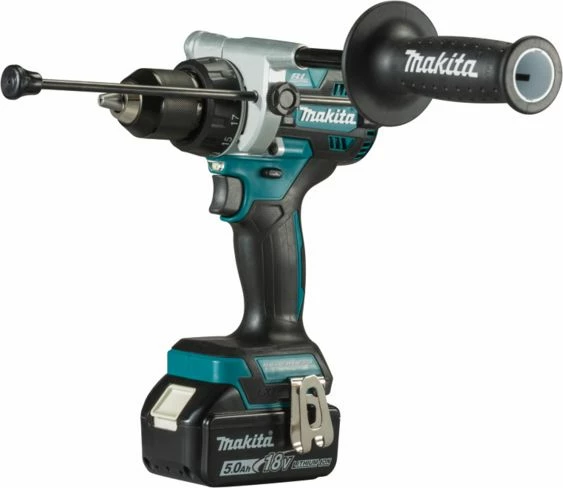Burmashinë goditëse me bateri Makita DHP486RTJ 18 V, 2x 5 Ah, brushless, mandrinë 13 mm, valixhe + karikues, blu/zezë