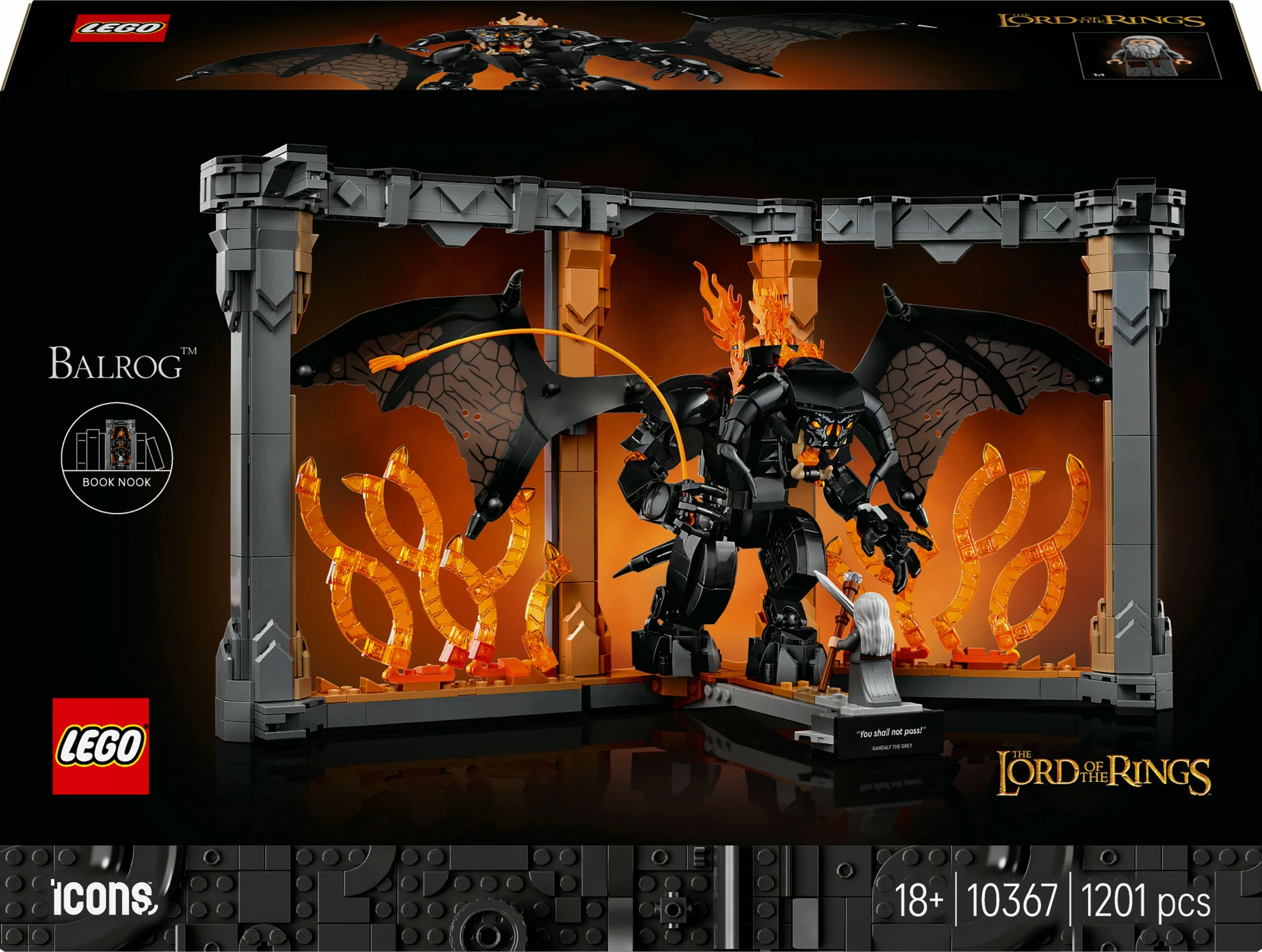 Set ndërtimi LEGO Icons 10367 Gandalf vs. Balrog, 1201 pjesë, multikolor