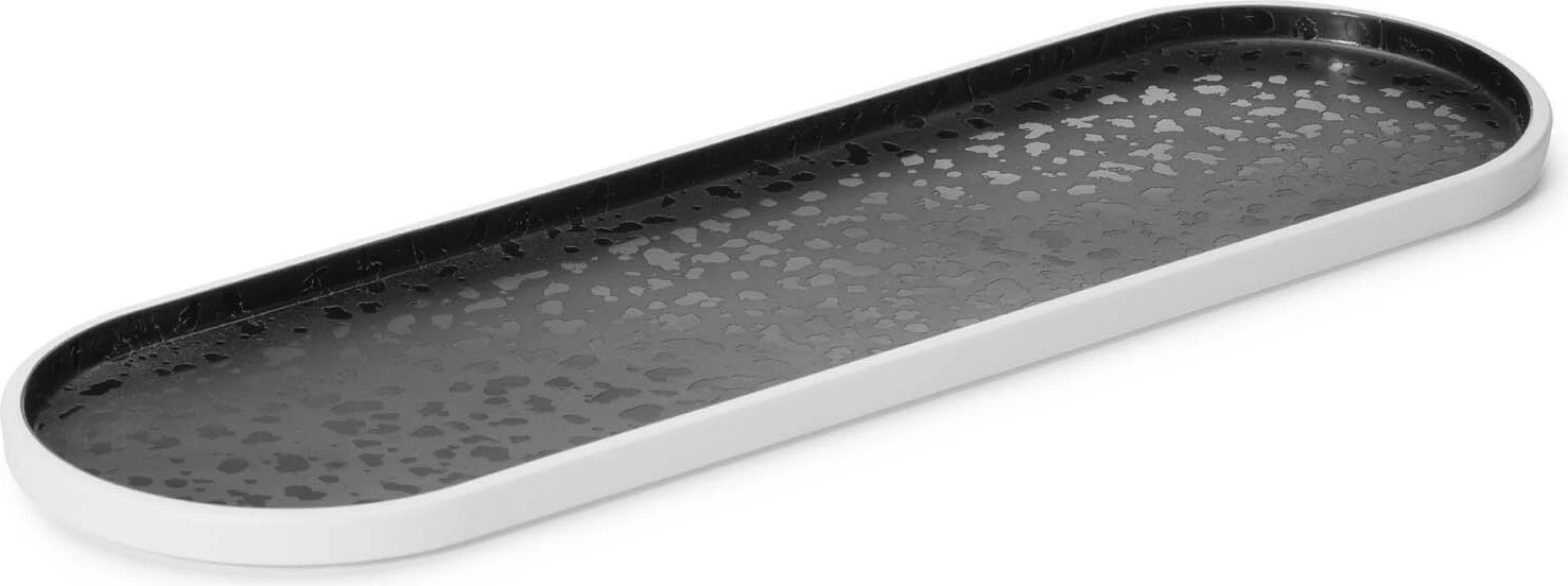 Tabaka bufeti ovale Fine Dine Reflection 325x130x20 mm, bardhë/gri