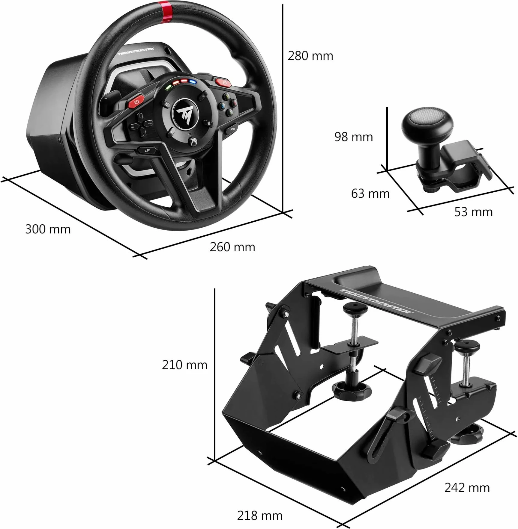 Volan simulimi Thrustmaster T128-X SimTask Pack, Force Feedback Hybrid Drive, pedale magnetike T2PM, Xbox Series X|S/Xbox One/PC, i zi, set