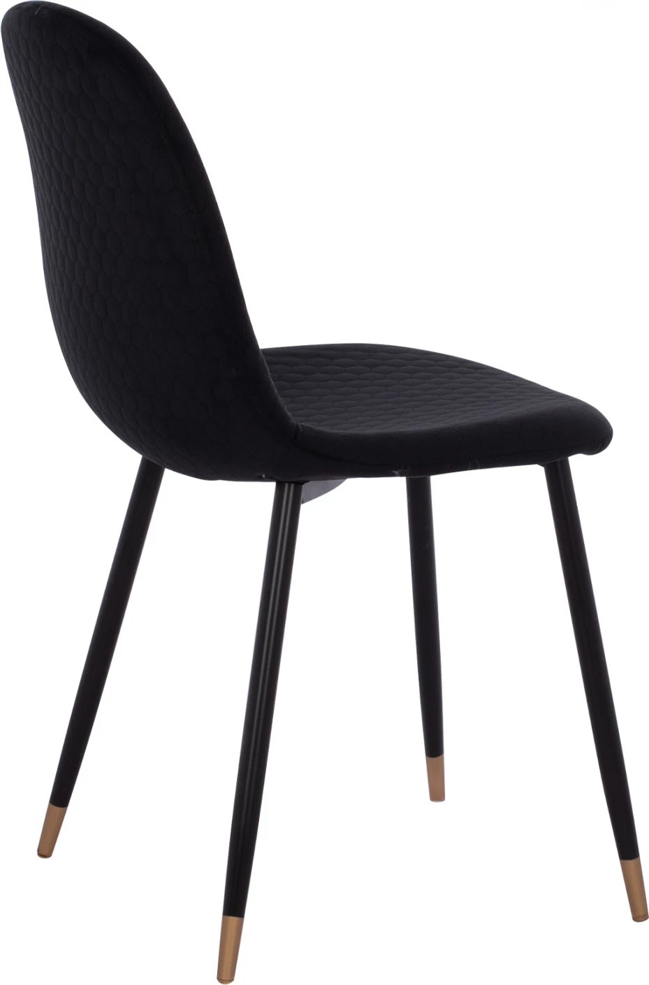 Karrige Lucille, kadife e zezë, skelet metalik, 45x56x81 cm, set prej 4 copash