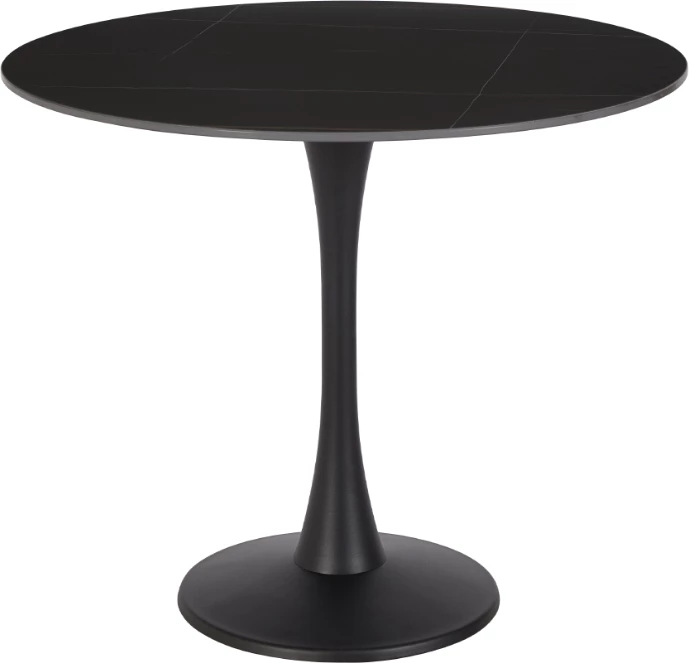 Tavolinë e rrumbullakët Volcano, ngjyrë e zezë, 90x90x75cm