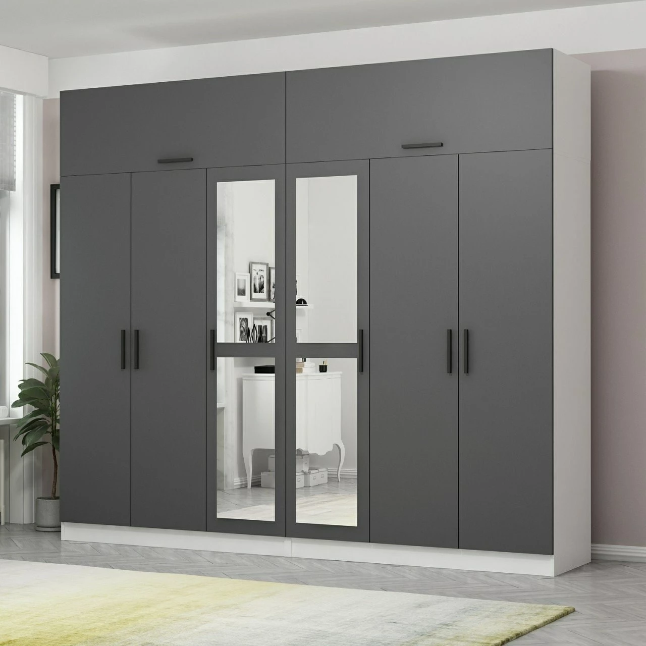 Dollap garderobe Skye Decor, ngjyrë antracit, 270x235x52cm