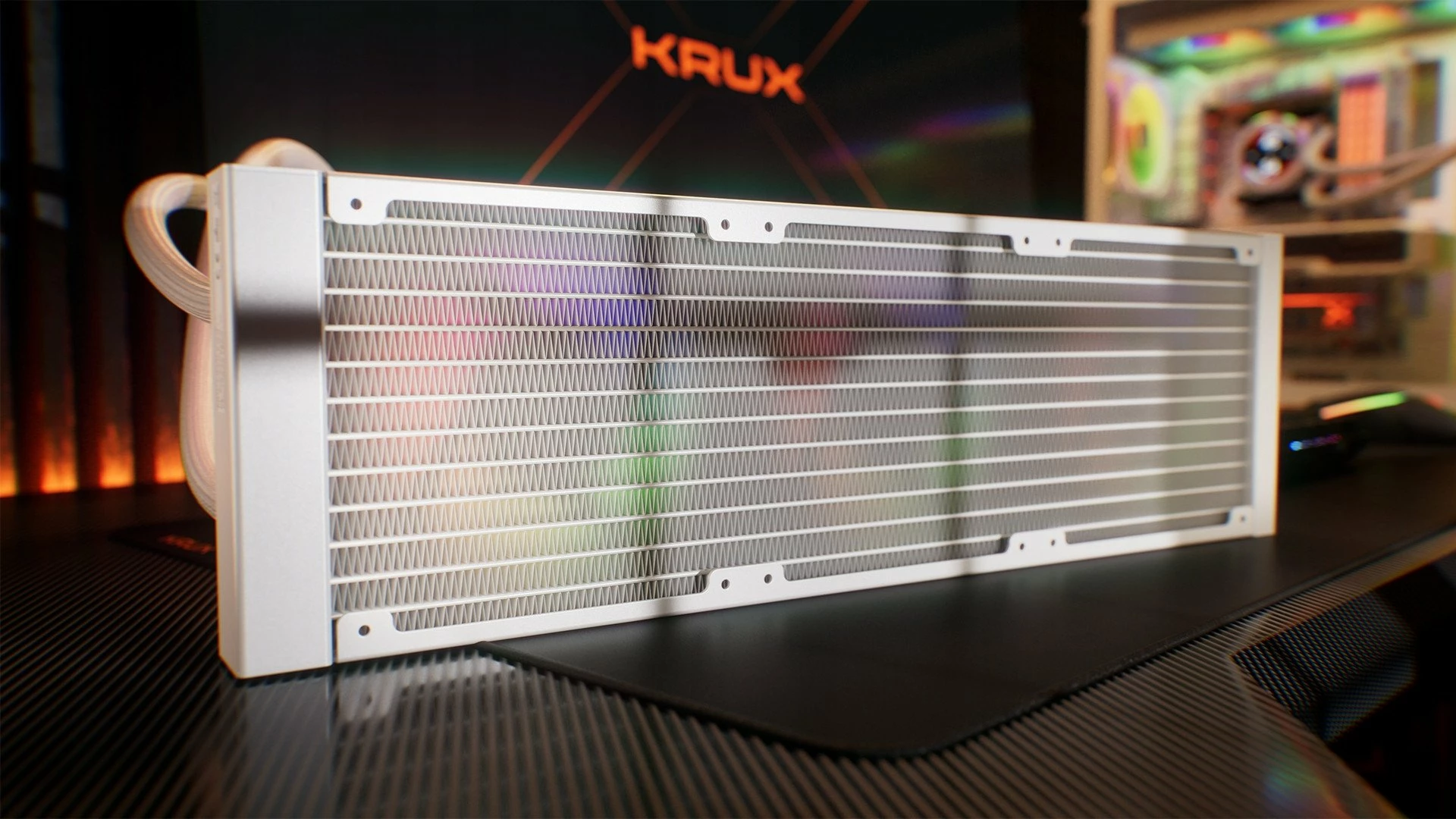 Ftohës uji Krux HydroGlance 360 ARGB LCD KRXE005, radiator 360mm, 3x120mm PWM ARGB, e bardhë