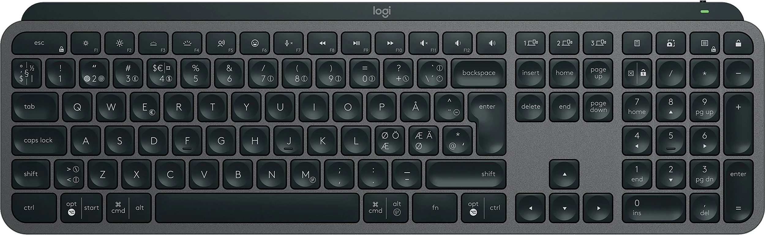 Tastierë Logitech MX Keys S, Bluetooth, full-size me numpad, backlight, Graphite