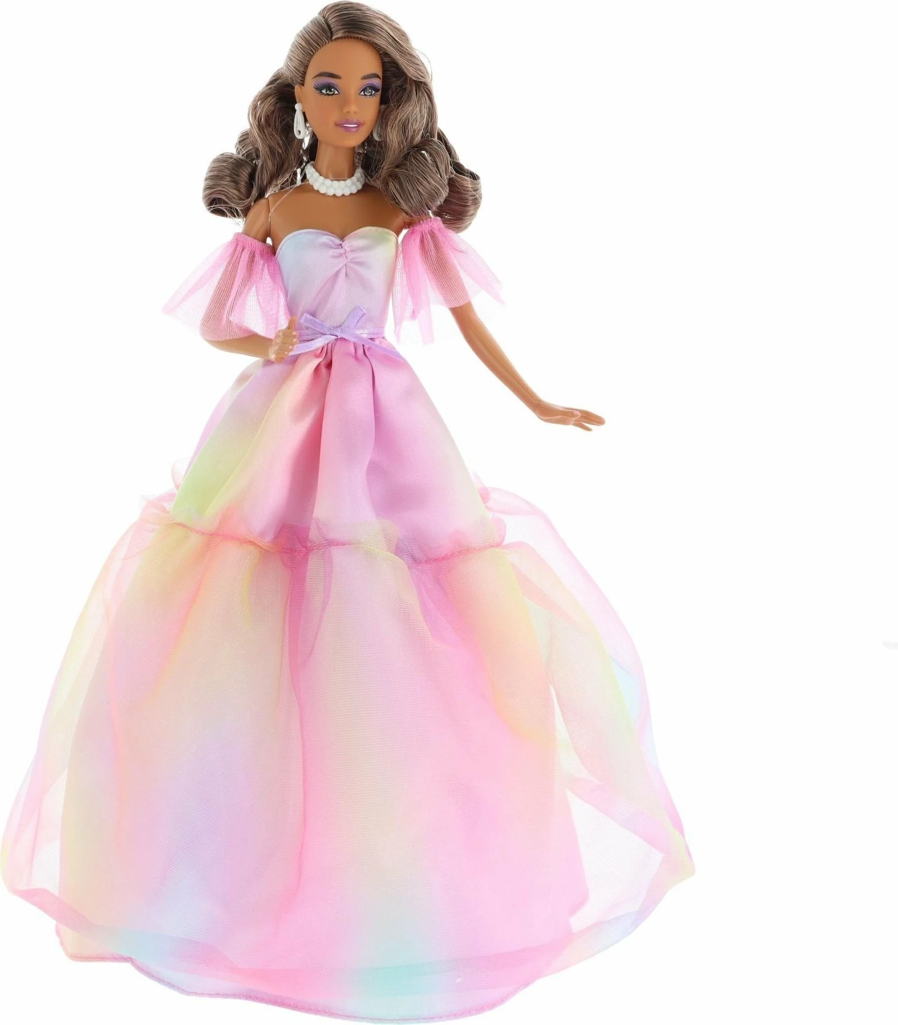 Kukull koleksionuese Barbie Mattel Signature Birthday Wishes JJX77, fustan saten rozë me ylber pastel, 1 copë