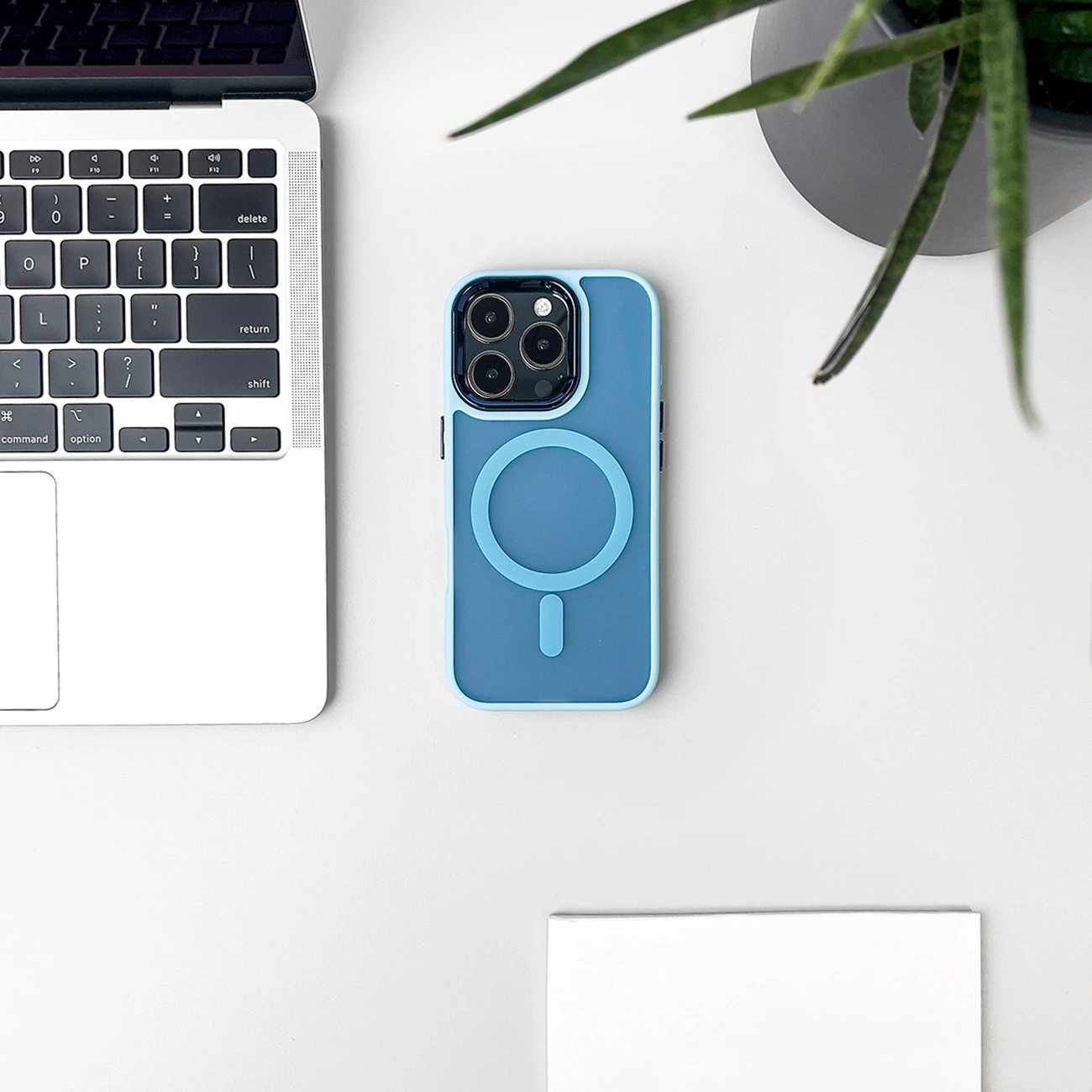 Mbështjellës Hurtel Magnetic Collection MagSafe për iPhone 16 Pro, TPU, kaltër e çelët
