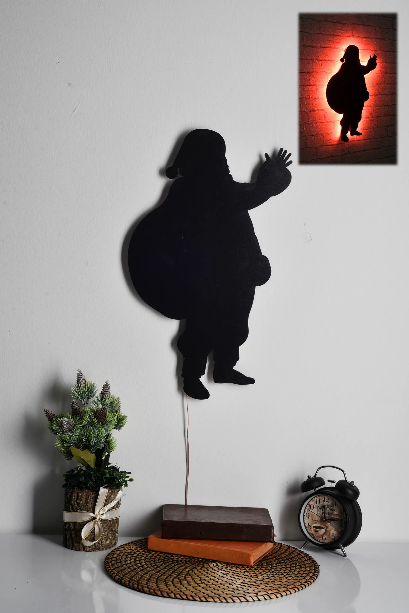 Dekor dritash LED, Santa Claus, ngjyrë e kuqe, Wallity
