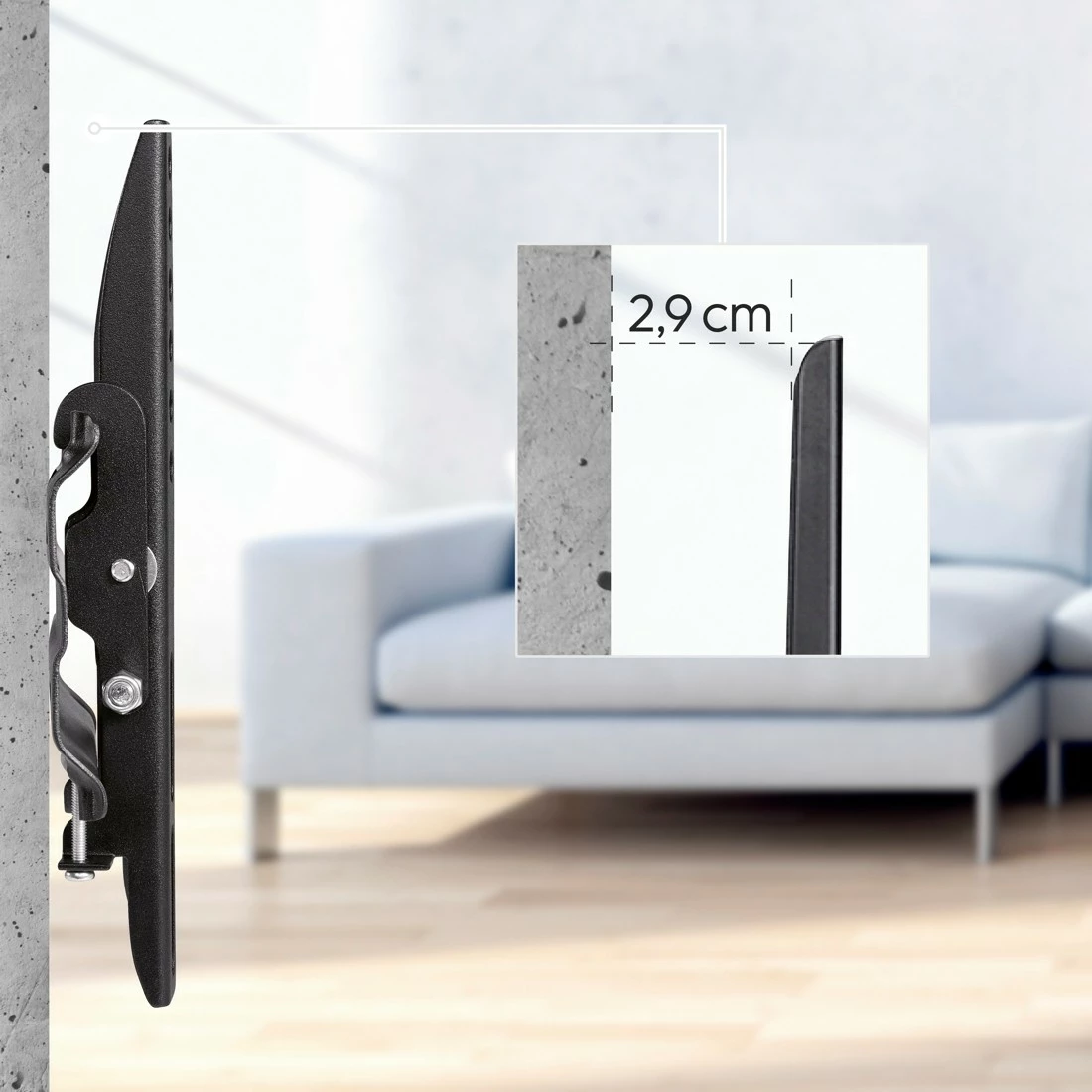 Mbajtës muri për TV Hama 220806, për LCD/LED 19-48 inç, VESA 200x200, i zi