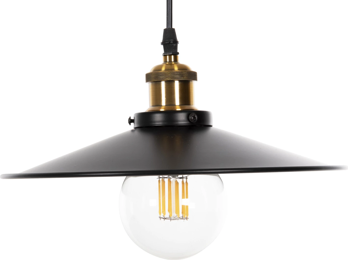 Llambë varëse tavani FH4162, metal i zi, detaj ari në majë, Φ30x109H cm