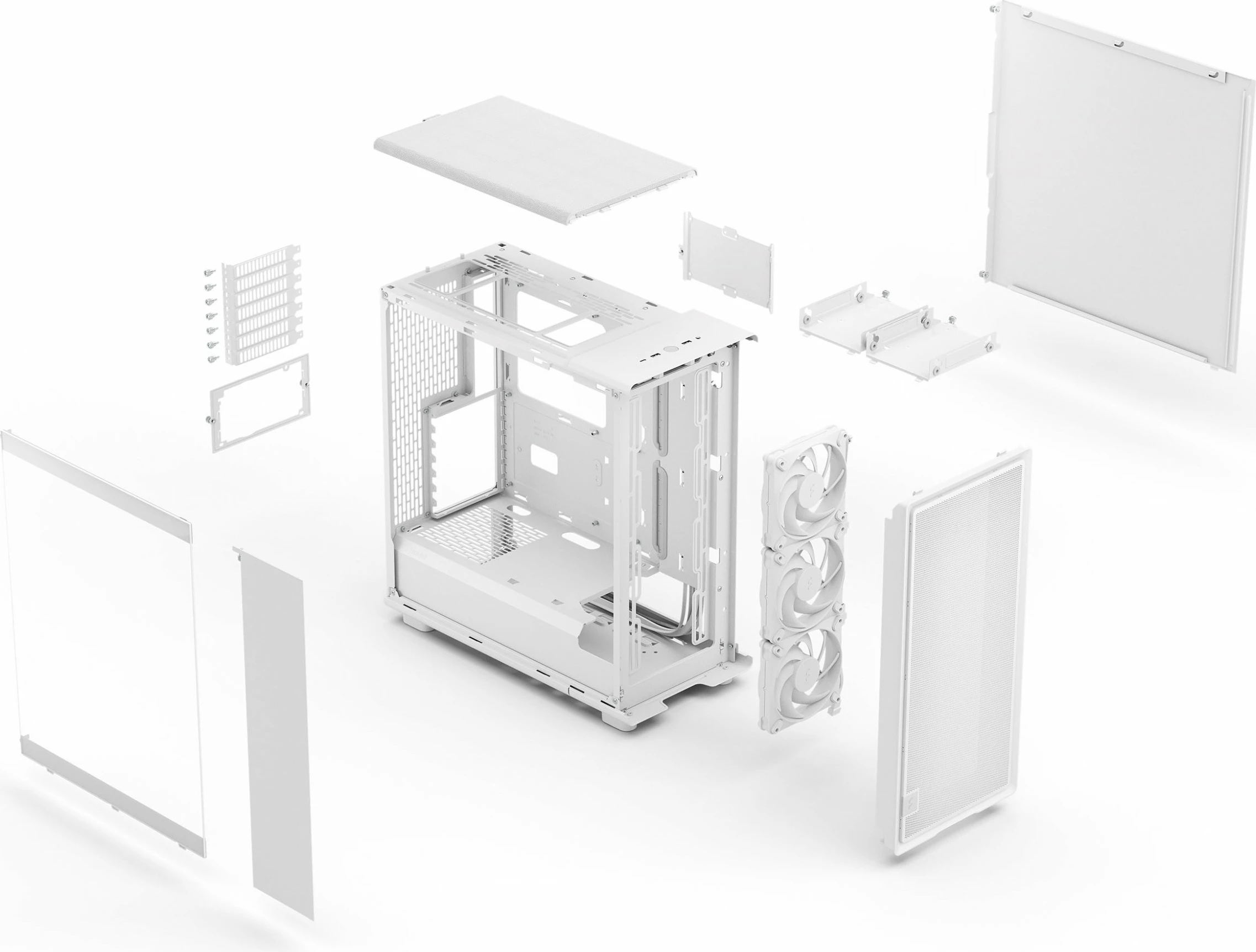 Kasë Fractal Design Epoch TG Clear Tint (FD-C-EPO1A-03), Midi Tower ATX/mATX/Mini-ITX, 3x Momentum 12 fans, e bardhë