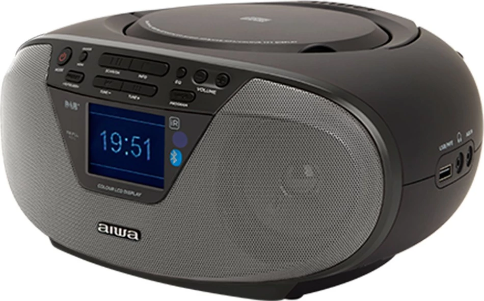 Radio boombox AIWA BBTU-500DAB/BK, CD/MP3/USB/Bluetooth, DAB+/FM-RDS, 6W RMS, ekran 2.4\", e zezë